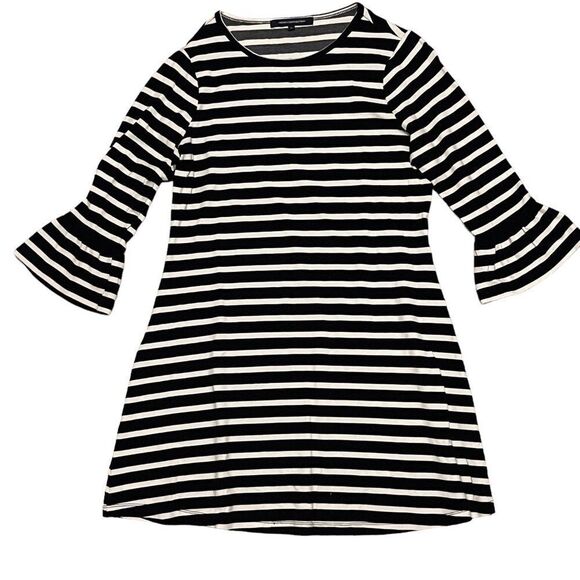 French Connection 3/4 Bell Sleeve Mini Striped Dress - Picture 1 of 4